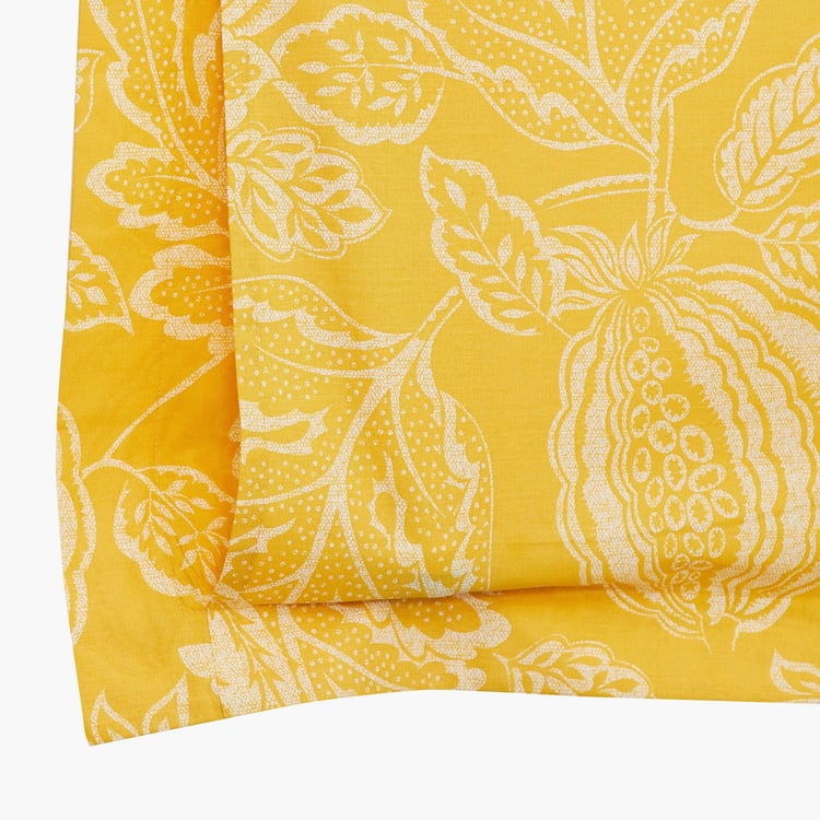 Healthy Living Yellow Printed Cotton Pillow Case Set - 45x70cm - Set Of 2
