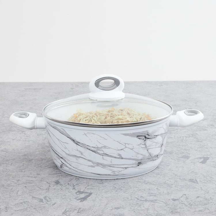 Marshmallow Aluminium Printed Casserole with Lid - 26cm