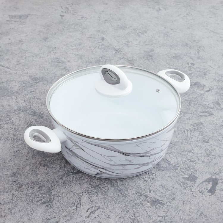 Marshmallow Aluminium Printed Casserole with Lid - 26cm