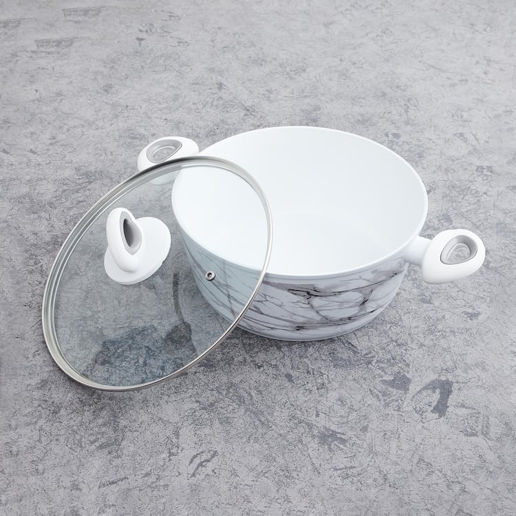 Marshmallow Aluminium Printed Casserole with Lid - 26cm