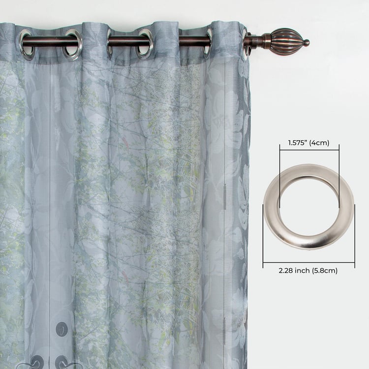 DECO WINDOW Grey Printed Sheer Door Curtain - 132x228cm - Set of 2