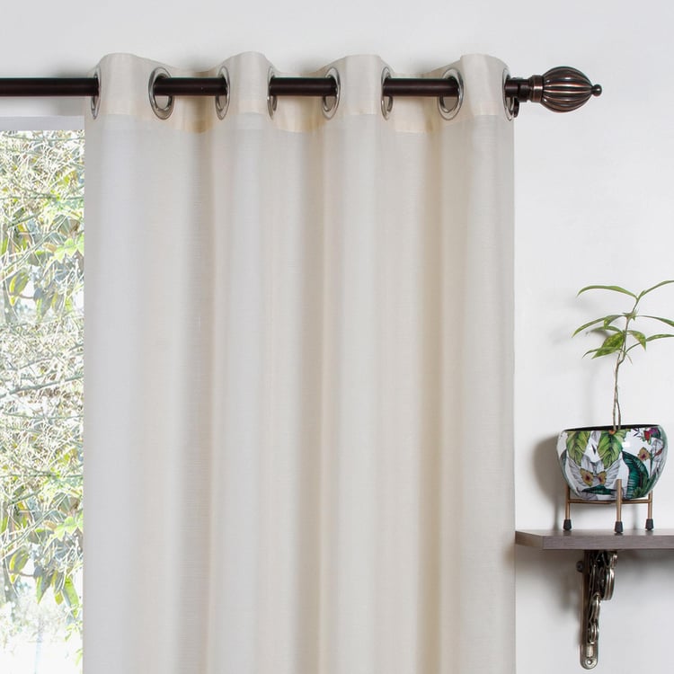 DECO WINDOW Beige Opaque Solid Window Curtain - 132x152cm - Set of 2
