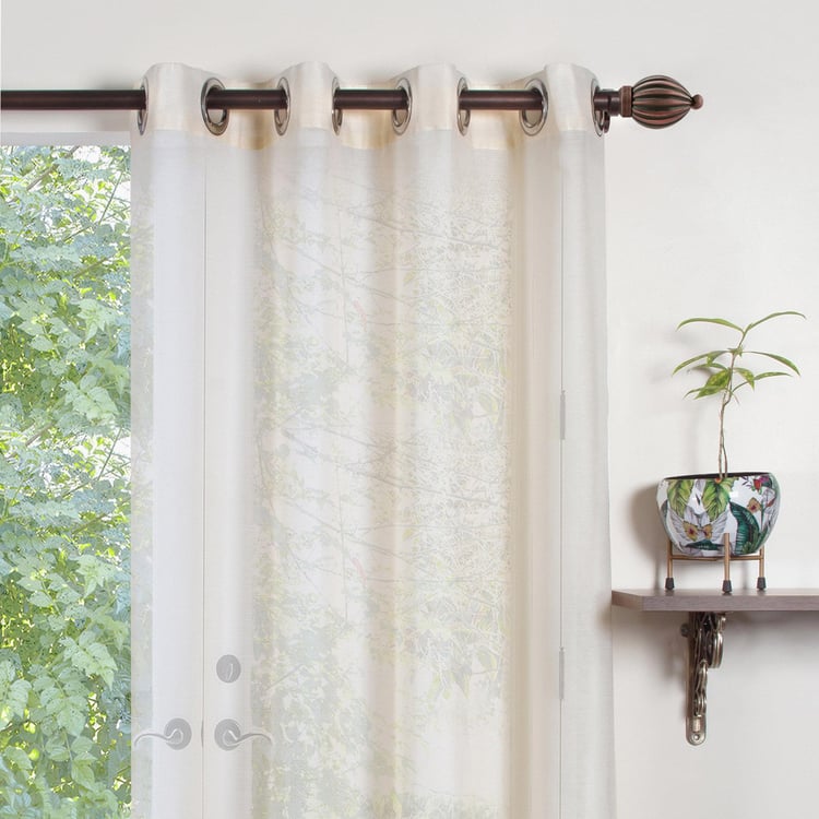 DECO WINDOW Beige Textured Sheer Door Curtain - 132x228cm - Set of 2