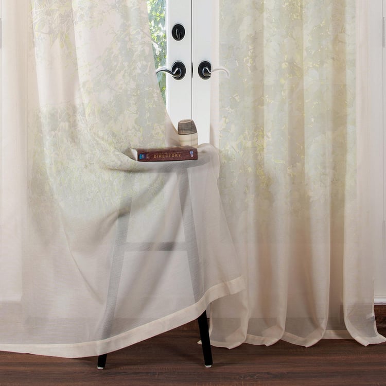 DECO WINDOW Beige Textured Sheer Door Curtain - 132x228cm - Set of 2