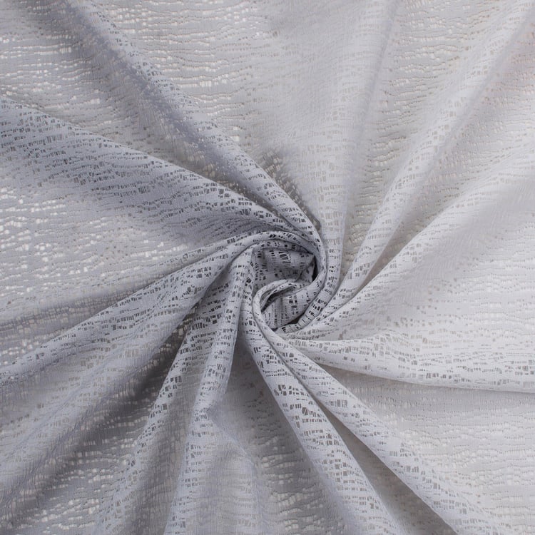 DECO WINDOW Grey Textured Sheer Window Curtain - 132x152cm - Set of 2