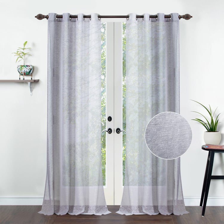 DECO WINDOW Harmony Grey Sheer Door Curtain - 132x228cm - Set of 2