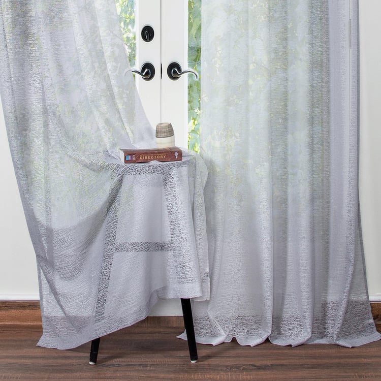 DECO WINDOW Harmony Grey Sheer Door Curtain - 132x228cm - Set of 2