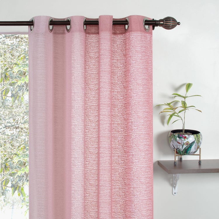 DECO WINDOW Pink Textured Semi-Sheer Window Curtain - 132x152cm - Set of 2