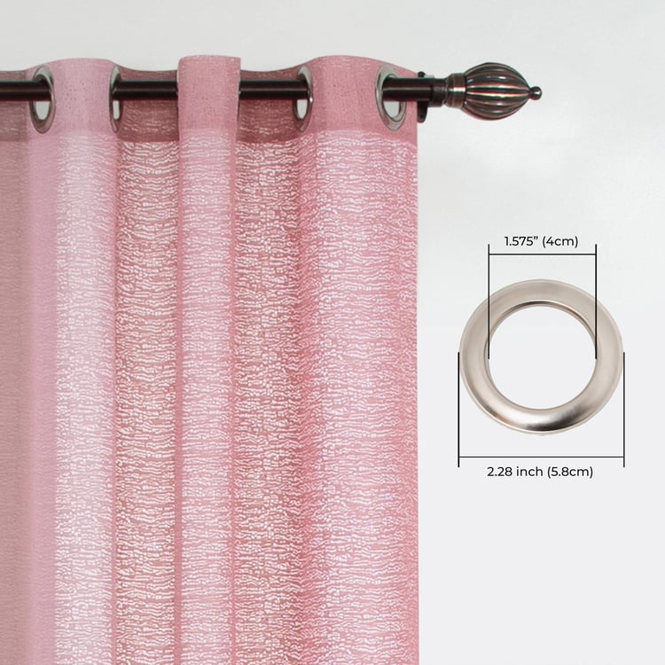 DECO WINDOW Pink Textured Semi-Sheer Window Curtain - 132x152cm - Set of 2