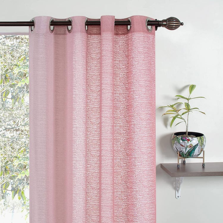 DECO WINDOW Harmony Pink Textured Sheer Door Curtains - 110 x 225 cm - Set of 2