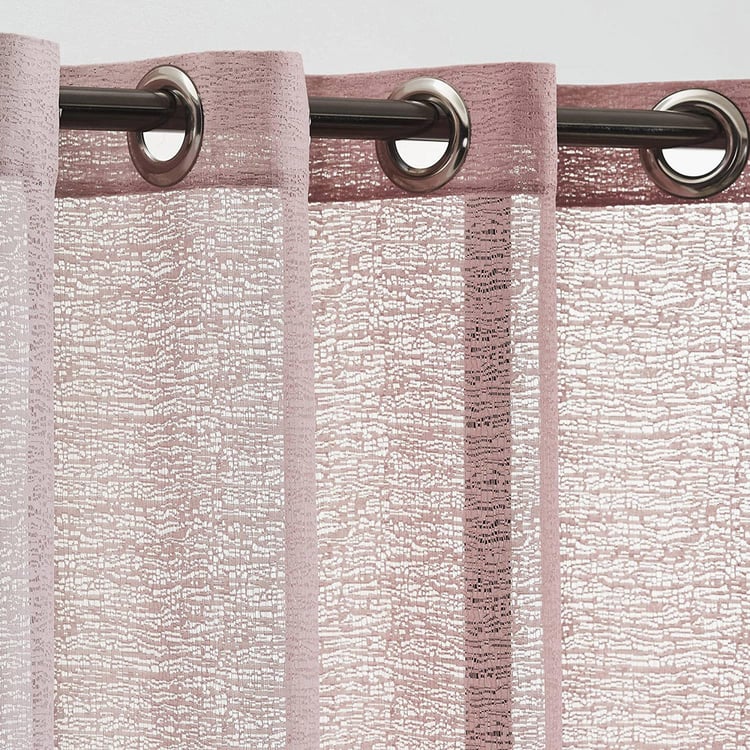 DECO WINDOW Harmony Pink Textured Sheer Door Curtains - 110 x 225 cm - Set of 2