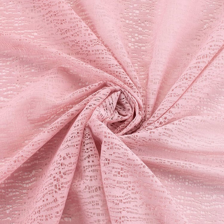 DECO WINDOW Harmony Pink Textured Sheer Door Curtains - 110 x 225 cm - Set of 2