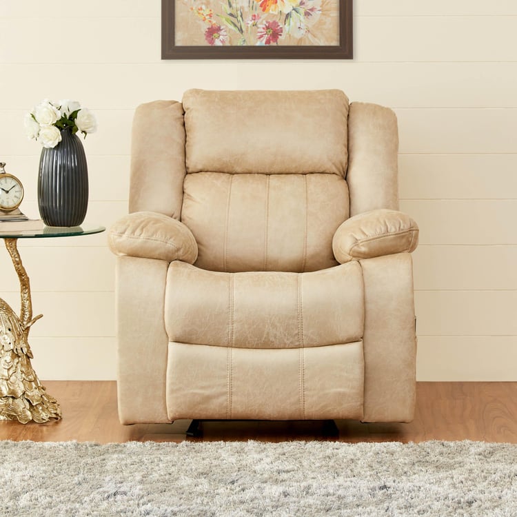 Denver Faux Leather 1-Seater Recliner - Beige