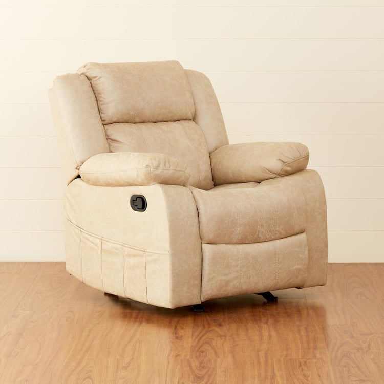 Denver Faux Leather 1-Seater Recliner - Beige