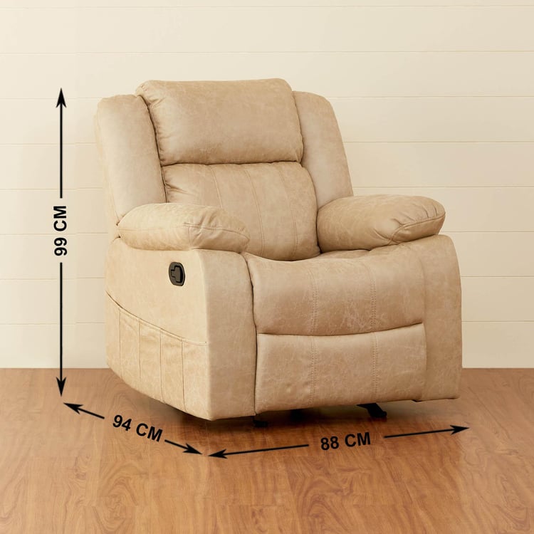 Denver Faux Leather 1-Seater Recliner - Beige