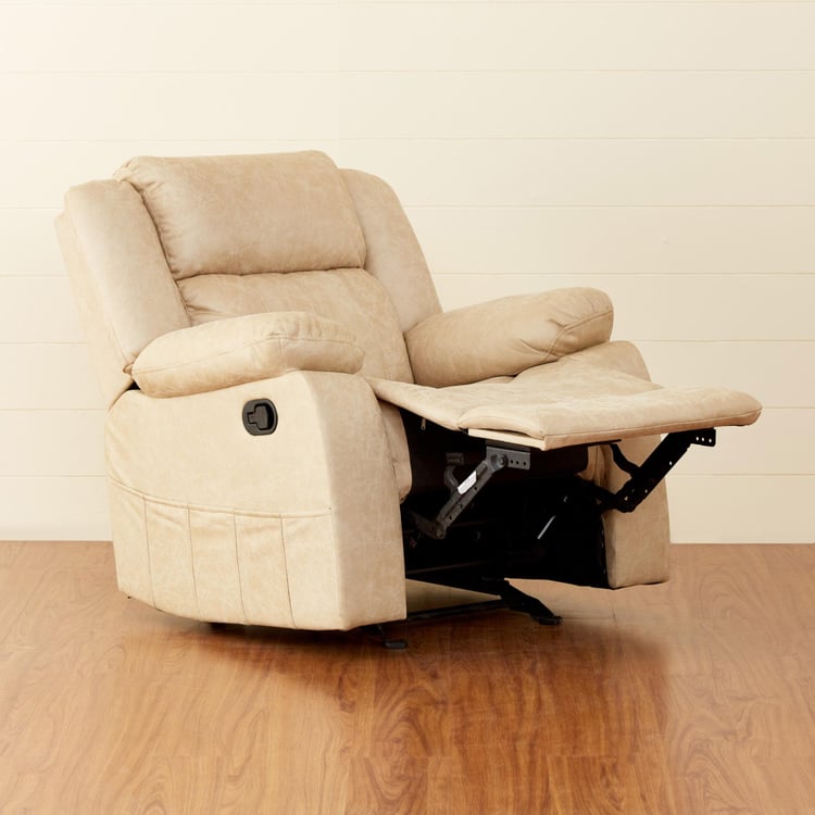 Denver Faux Leather 1-Seater Recliner - Beige