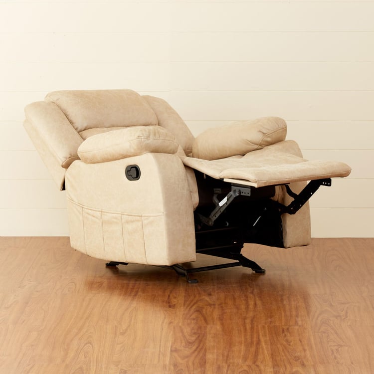 Denver Faux Leather 1-Seater Recliner - Beige