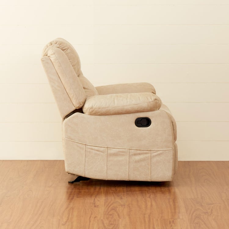 Denver Faux Leather 1-Seater Recliner - Beige