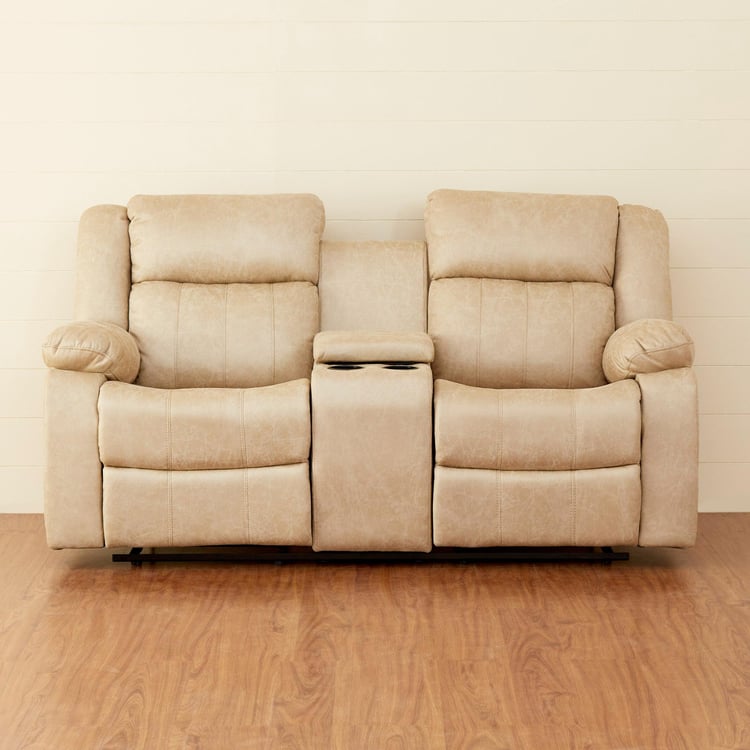 Denver Faux Leather 2-Seater Recliner - Beige