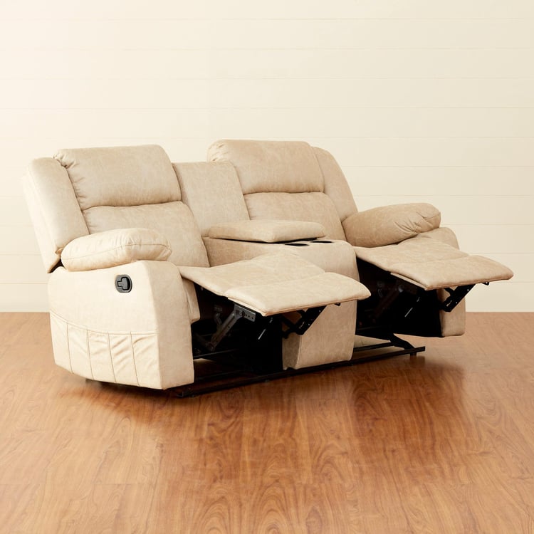 Denver Faux Leather 2-Seater Recliner - Beige