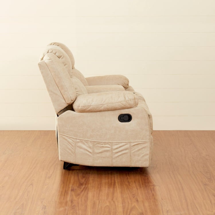 Denver Faux Leather 2-Seater Recliner - Beige