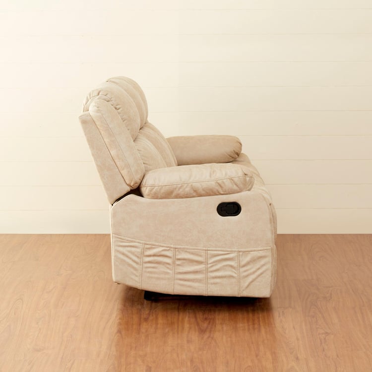 Denver Faux Leather 3-Seater Recliner - Beige