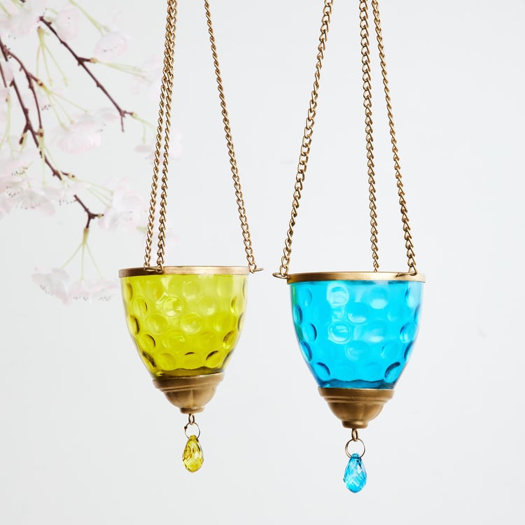 Buy Fiesta Multicolour Textured Metal Matki Votive Hanging Set - Set of ...