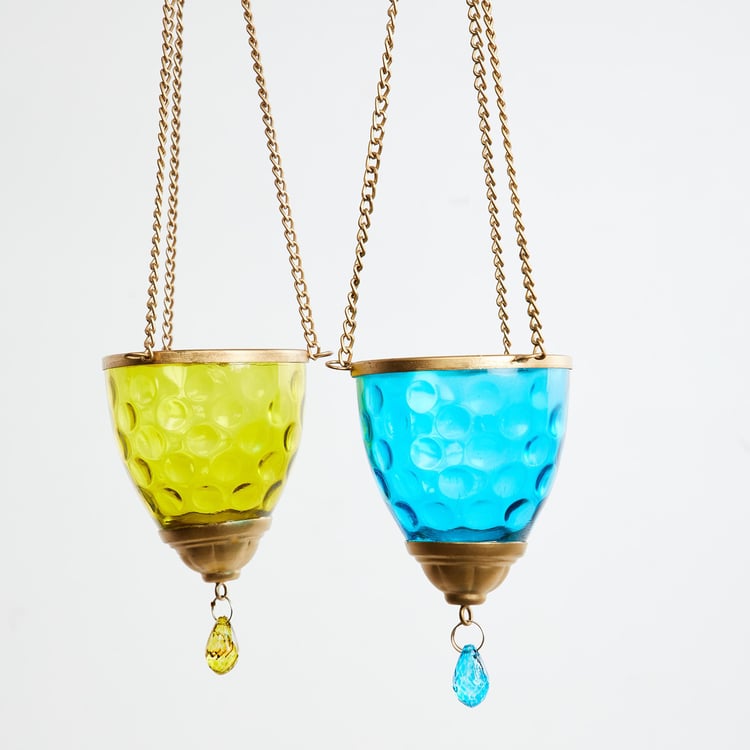 Buy Fiesta Multicolour Textured Metal Matki Votive Hanging Set - Set of ...