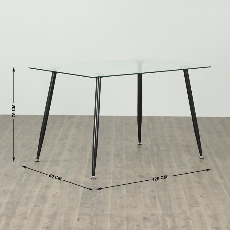 Helios Nora Regina Glass 4-Seater Dining Table Set with 4 Chairs