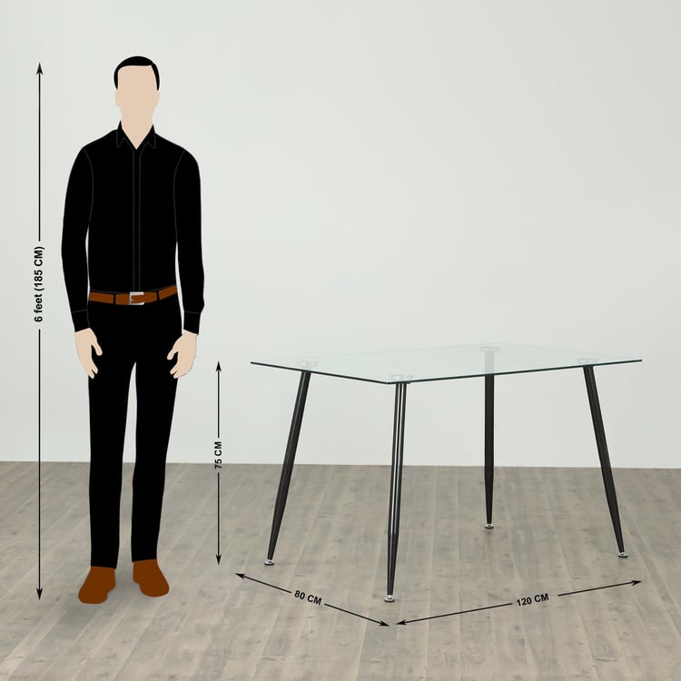 Helios Nora Regina Glass 4-Seater Dining Table Set with 4 Chairs