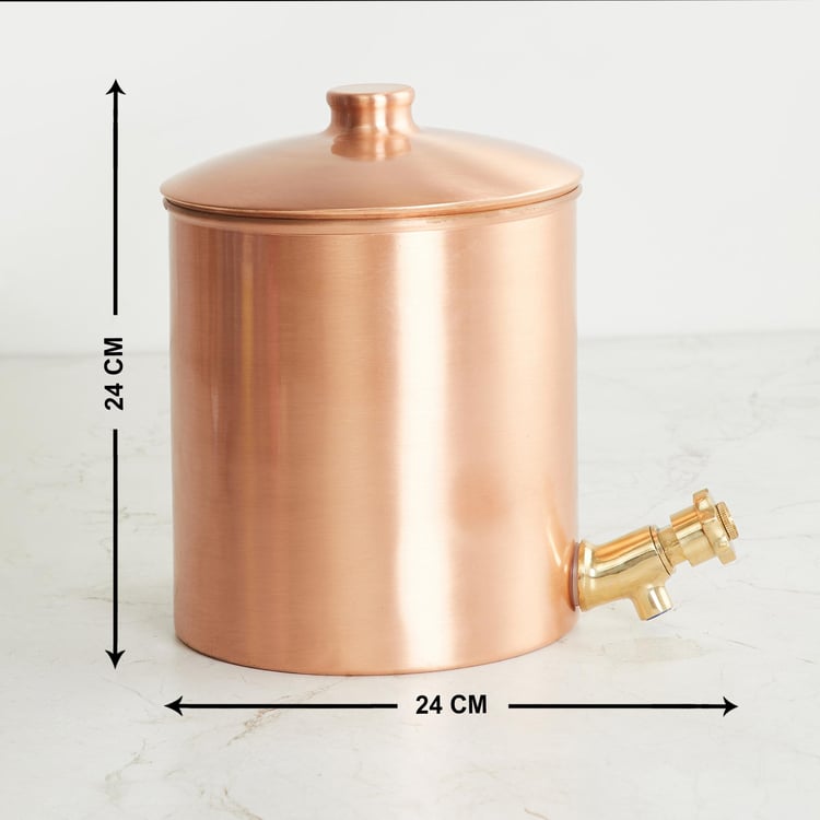 Healthy Living Copper Water Decanter with Lid - 4L