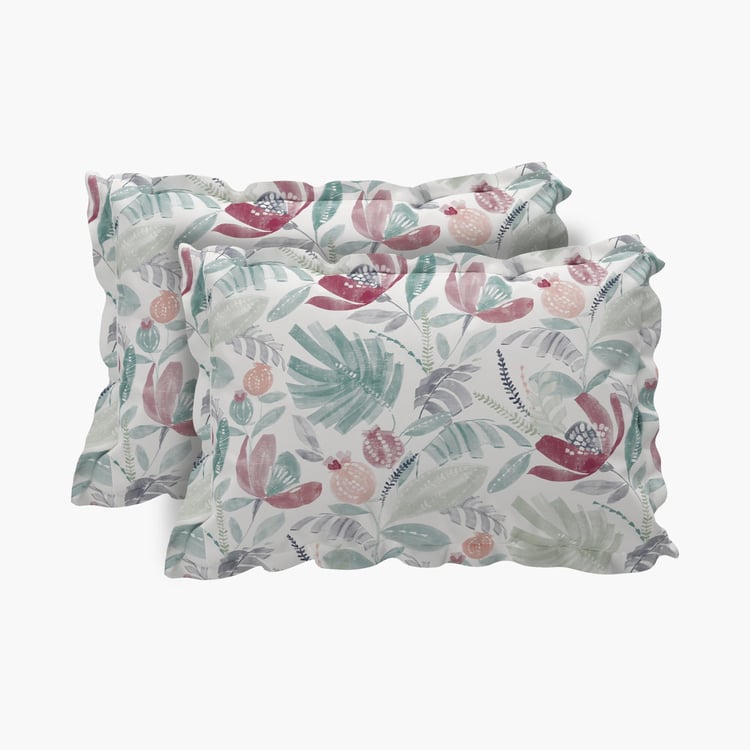 Juniper Hawaiian Teal Printed Pillow Cover- Set of 2- 45 x 70 cm