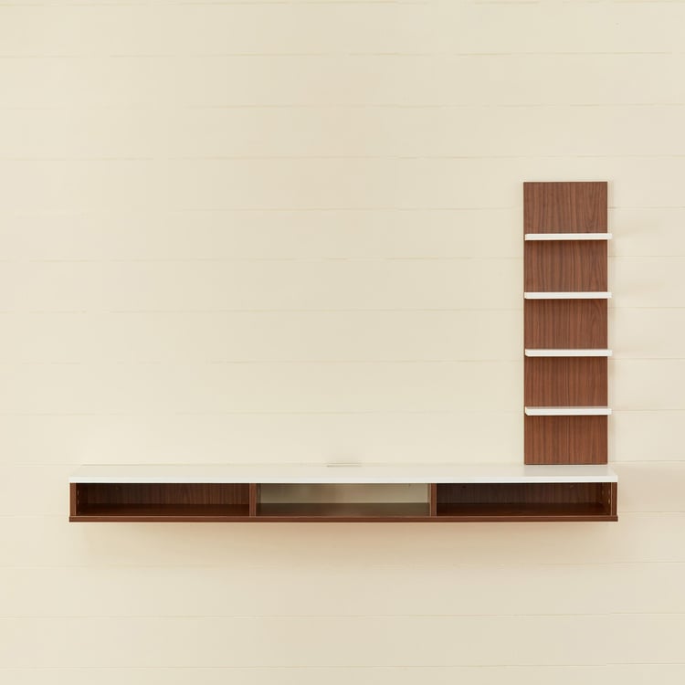 Helios Zeta Floating TV Shelf - Brown