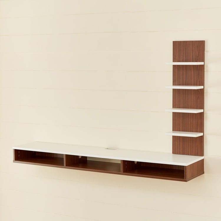 Helios Zeta Floating TV Shelf - Brown