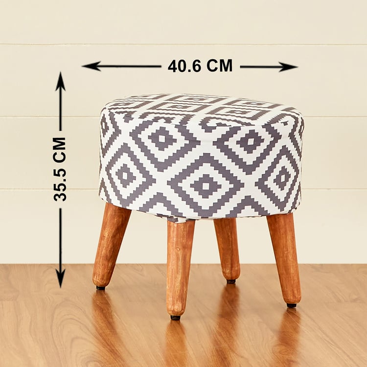 Geometry Fabric Ottoman - Grey