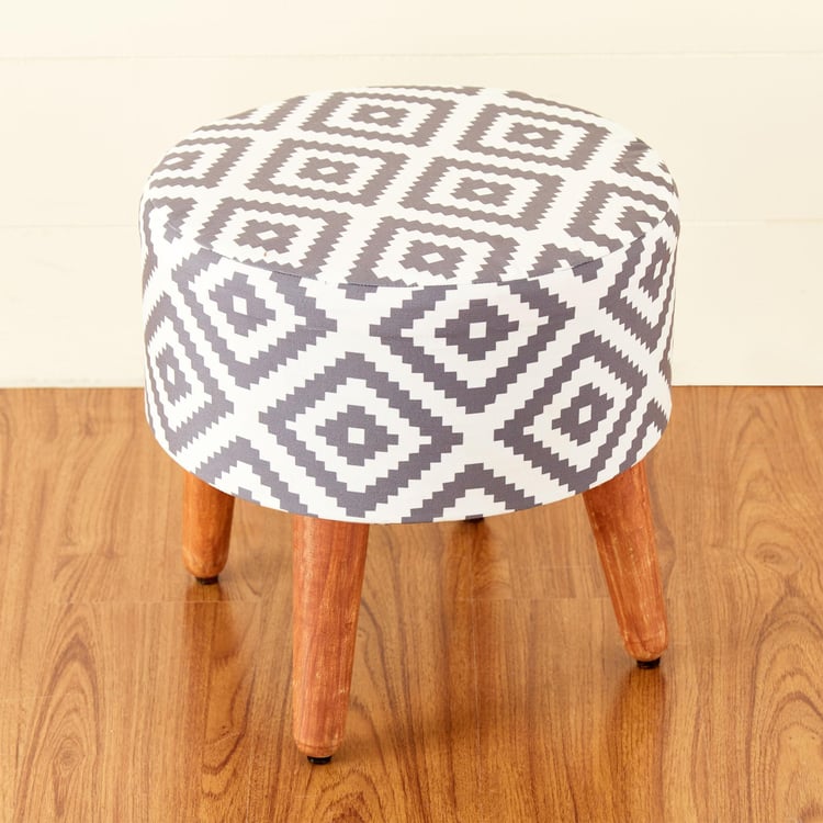 Geometry Fabric Ottoman - Grey
