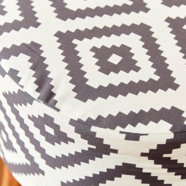 Geometry Fabric Ottoman - Grey