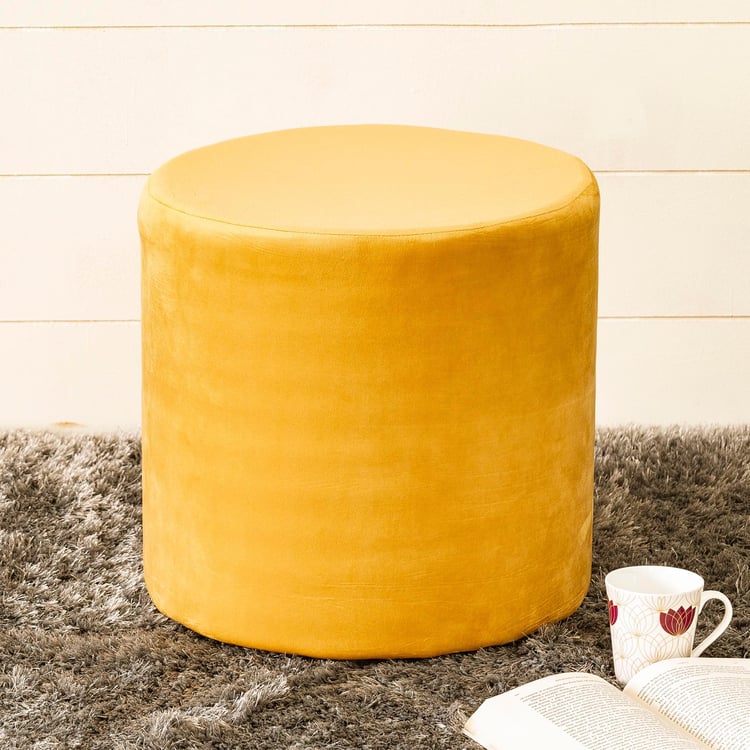 Helios Ponti Velvet Ottoman - Yellow