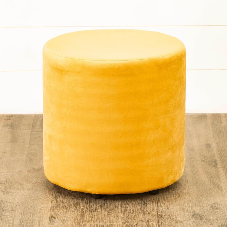 Helios Ponti Velvet Ottoman - Yellow