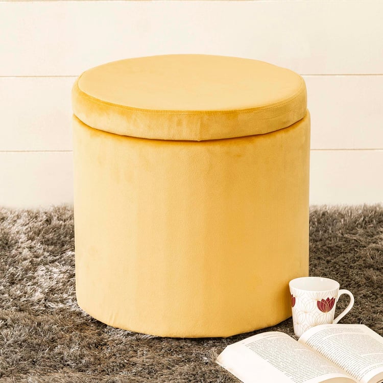 Helios Ponti Fabric Ottoman with Storage - Yellow