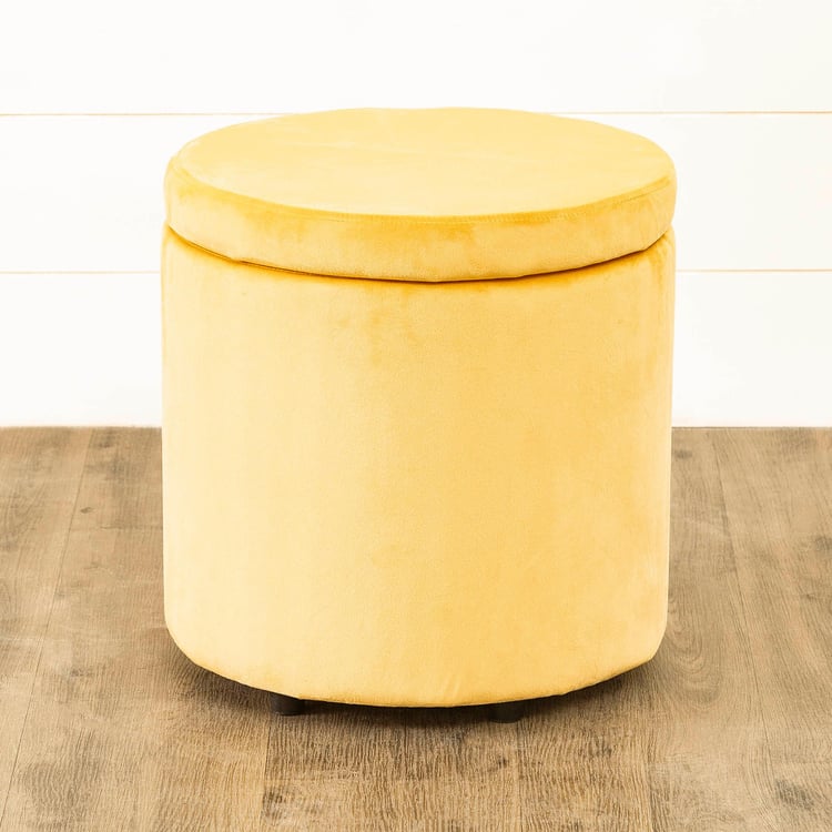 Helios Ponti Fabric Ottoman with Storage - Yellow