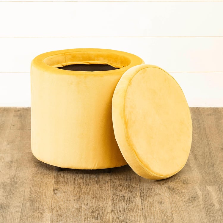 Helios Ponti Fabric Ottoman with Storage - Yellow