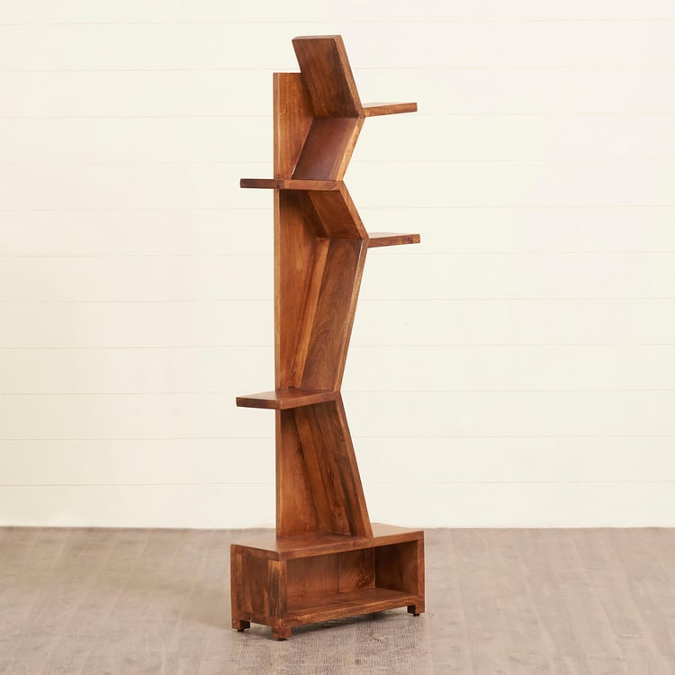 Helios Arne 5-Tier Mango Wood Book Shelf - Brown