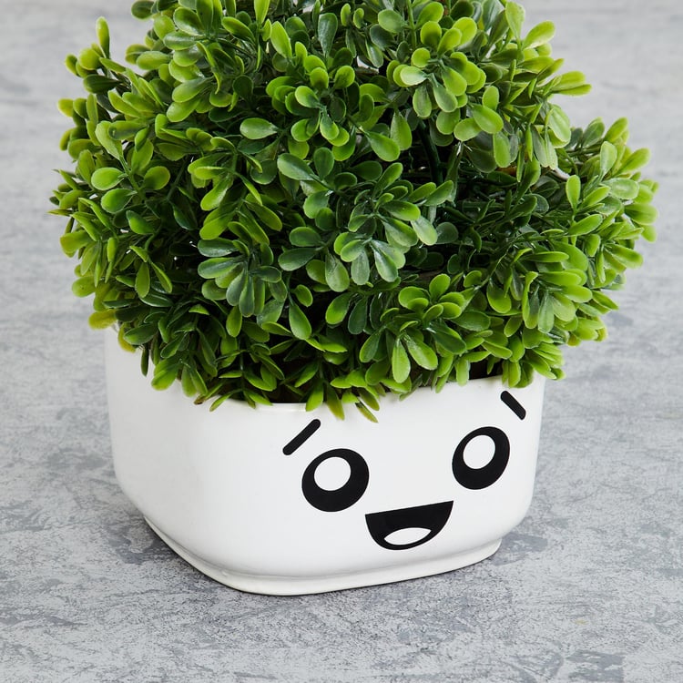 Glyph Baby White Printed Ceramic Planter