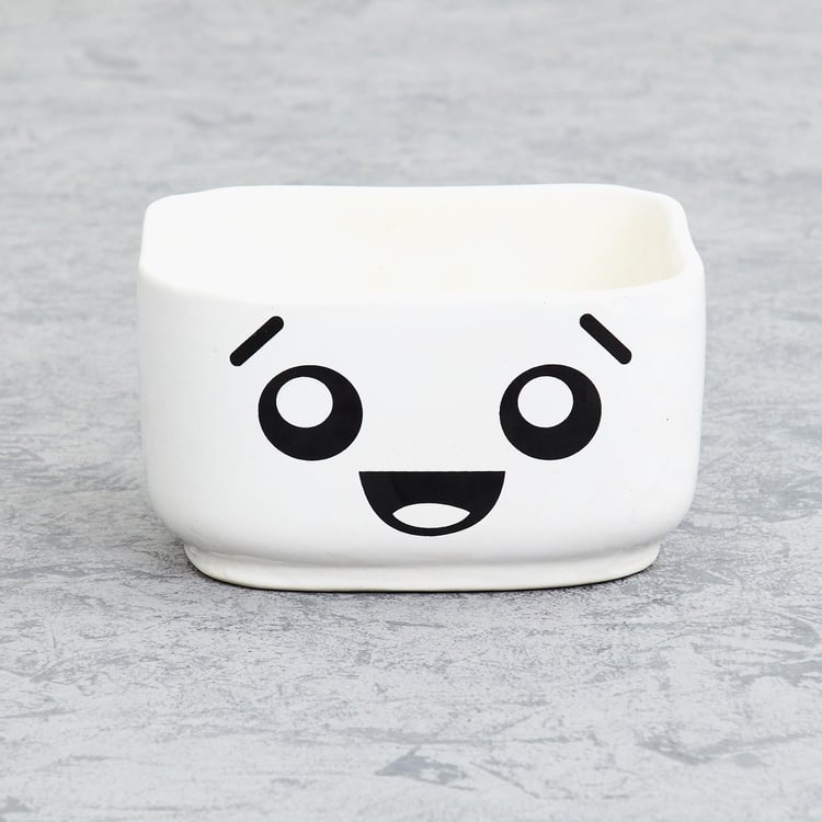 Glyph Baby White Printed Ceramic Planter