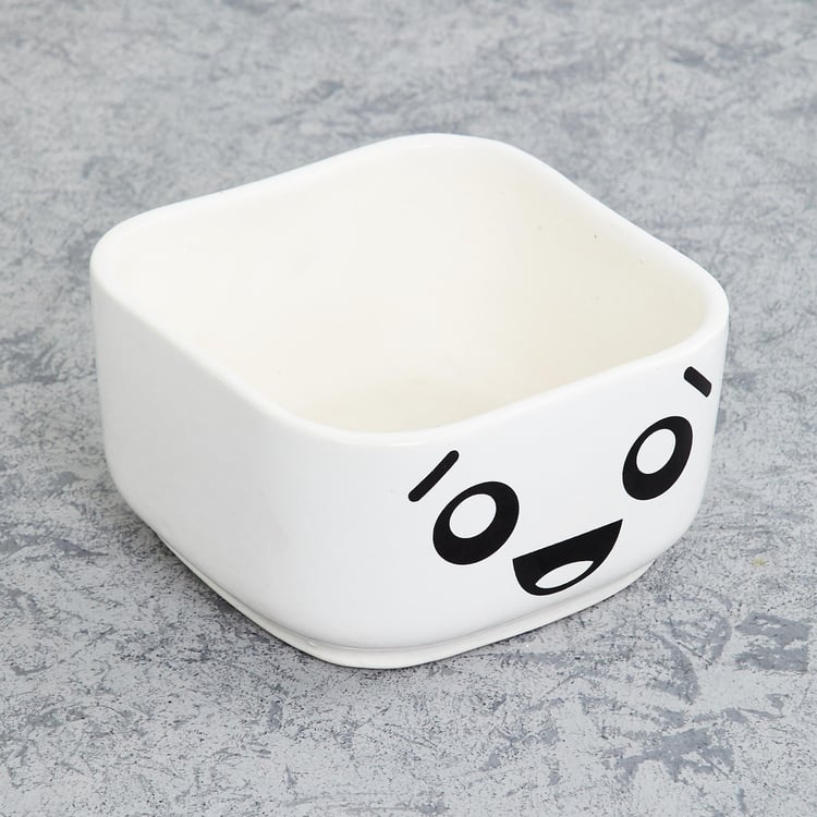 Glyph Baby White Printed Ceramic Planter