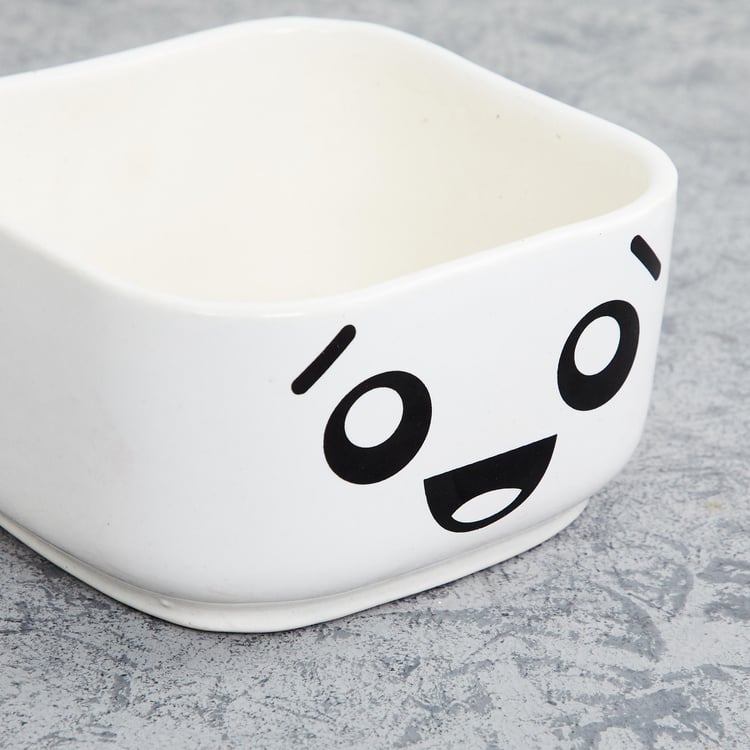 Glyph Baby White Printed Ceramic Planter