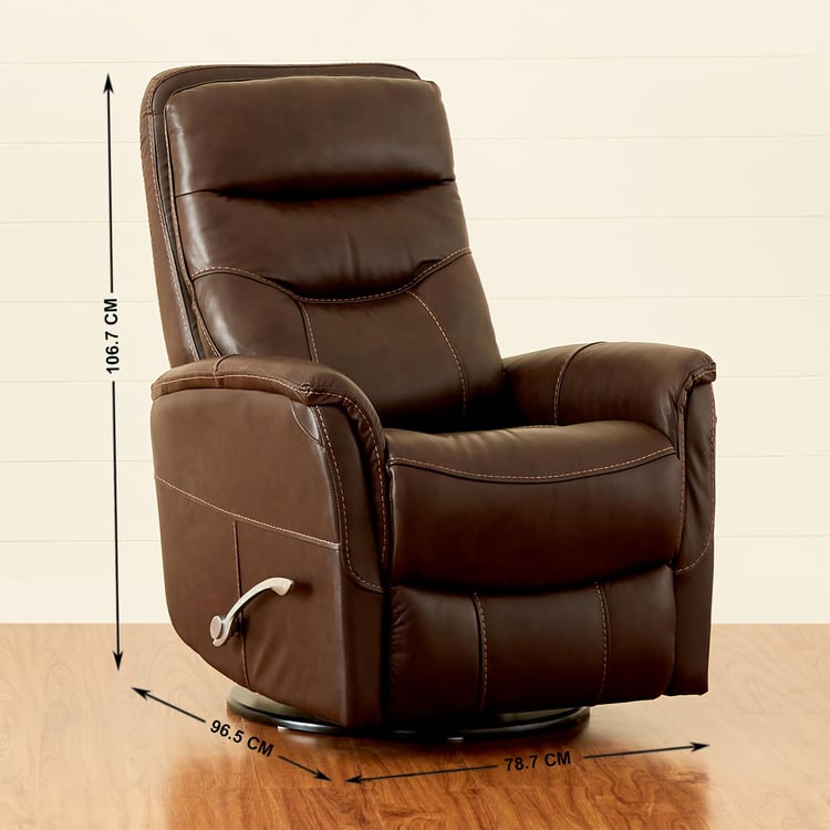 Sydney Half Leather 1-Seater Swivel Recliner - Brown