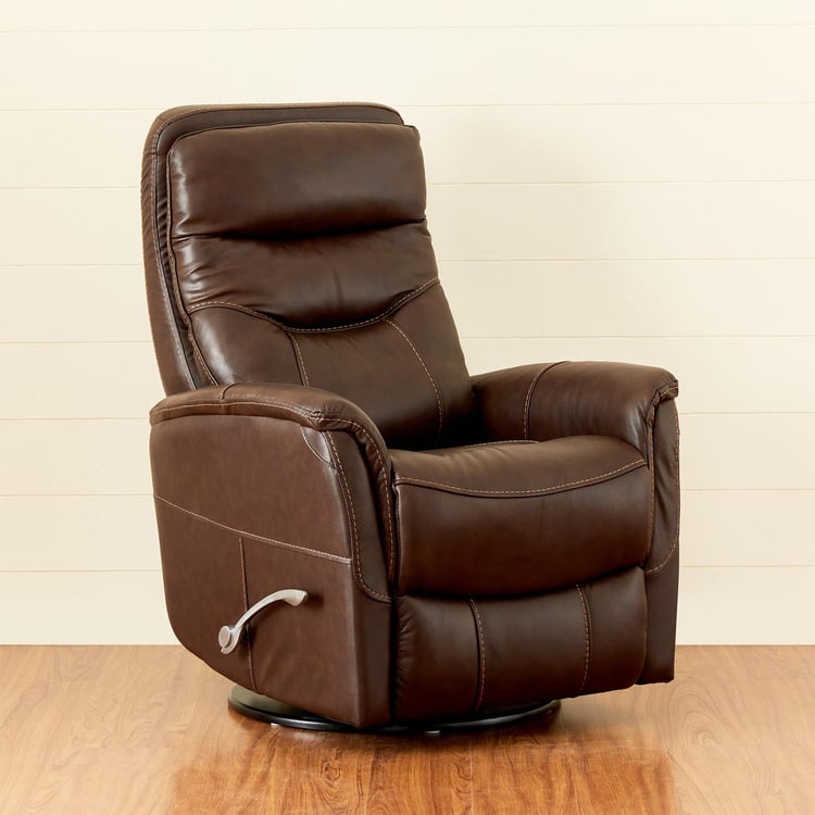 Sydney Half Leather 1-Seater Swivel Recliner - Brown