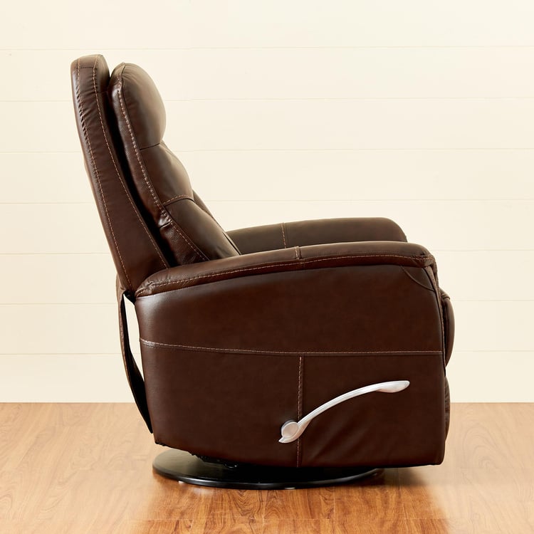 Sydney Half Leather 1-Seater Swivel Recliner - Brown